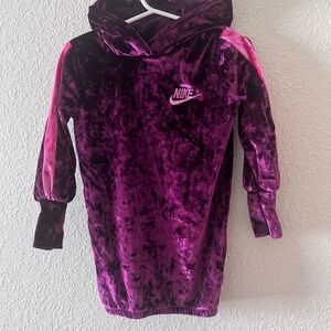 Nike Girls’ Crushed Velour Magenta Hooded Dress